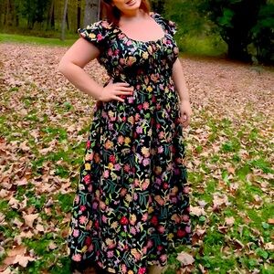 Kate Spade Rooftop Riviera Floral Maxi Dress - Black and Multicolor